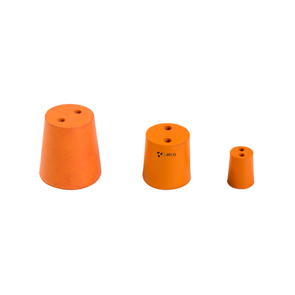 Stopper, Rubber, Assorted, Two Hole, Orange Color